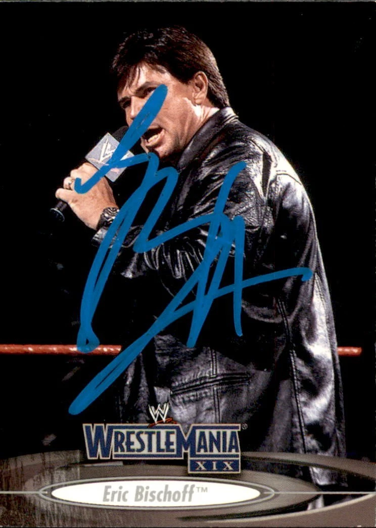 Eric Bischoff Signed 2003 Fleer WWE Wrestle Mania XIX Card #9

