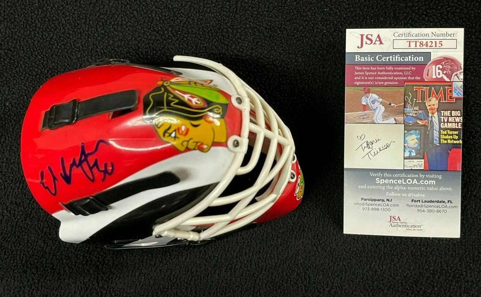 Ed Belfour Signed Chicago Blackhawks Riddell Mini Goalie Mask JSA COA TT84215
