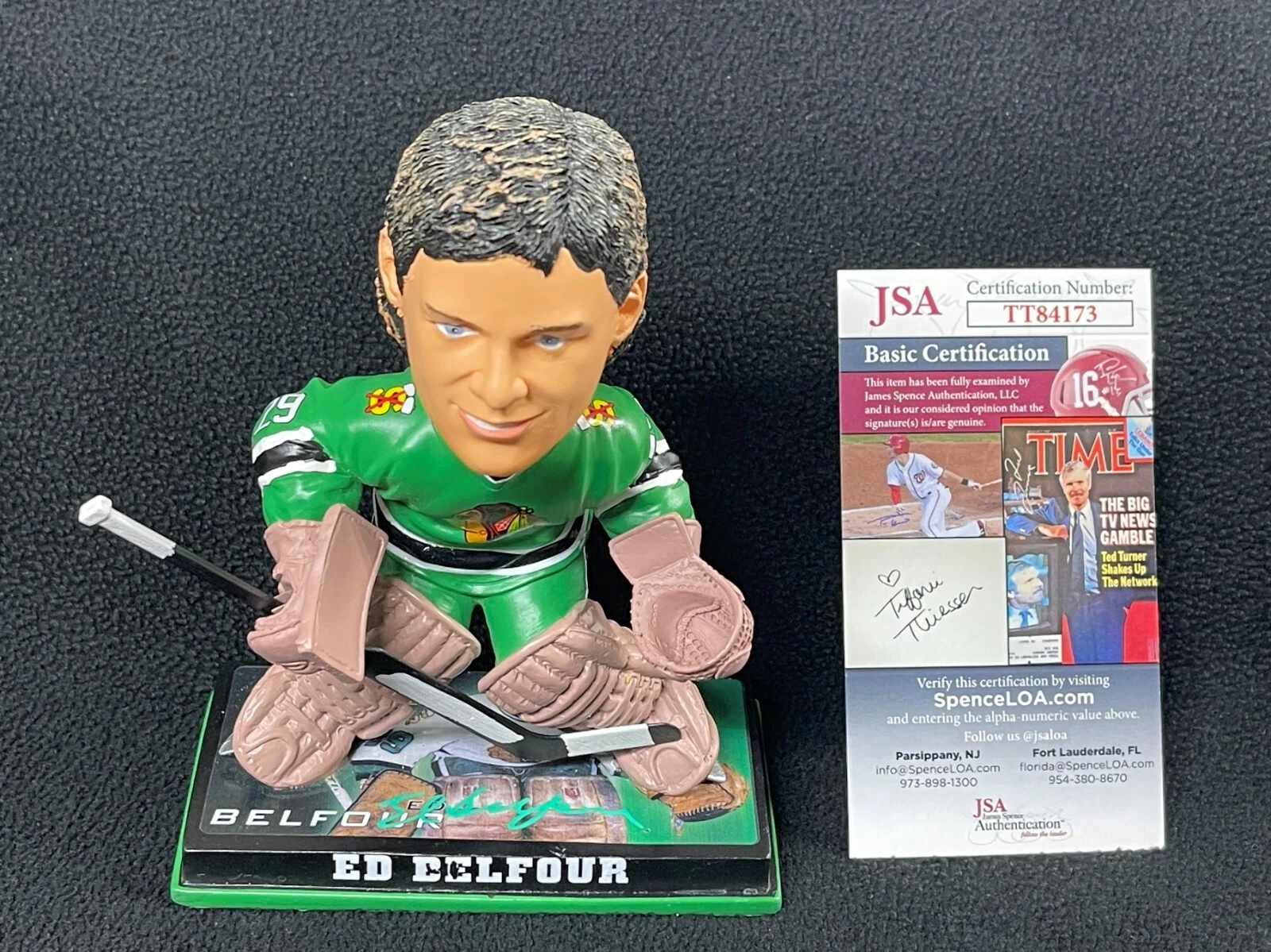 Ed Belfour Signed North Dakota Fighting Sioux Bobblehead JSA COA Dallas Stars
