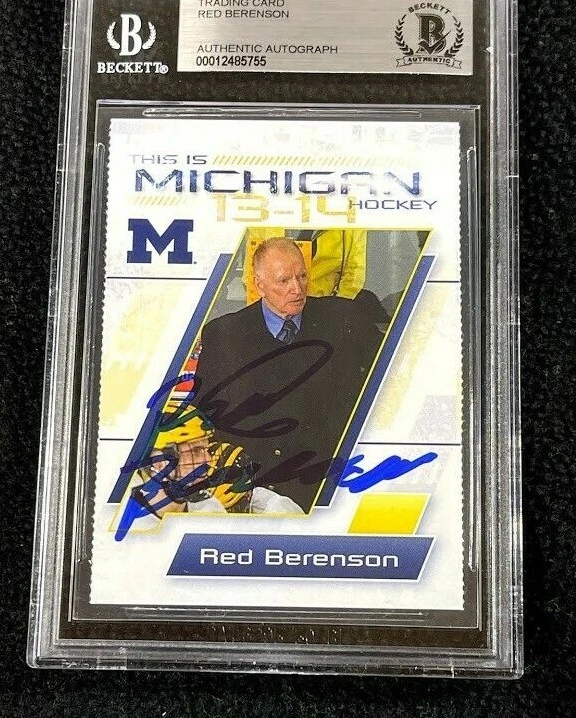 Red Berenson Signed 2013 Michigan Wolverines Team Issued Card Beckett Certified

