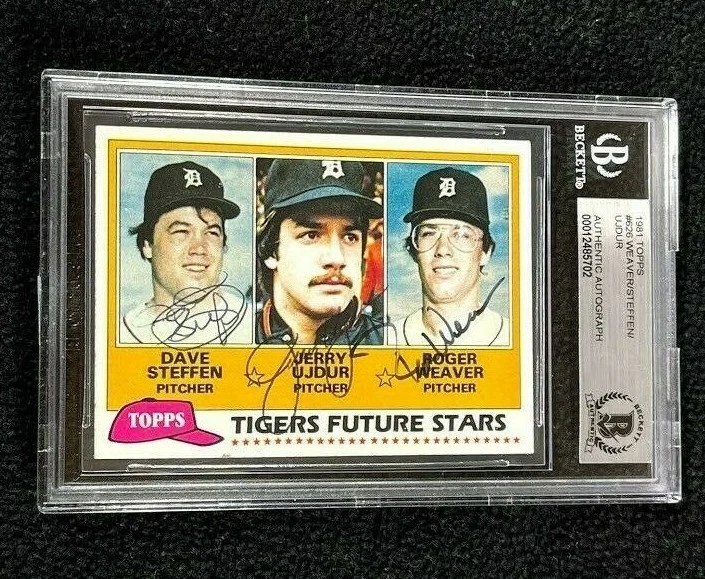 Roger Weaver Jerry Ujdor Dave Steffen Signed 1981 Topps Card Beckett Certified

