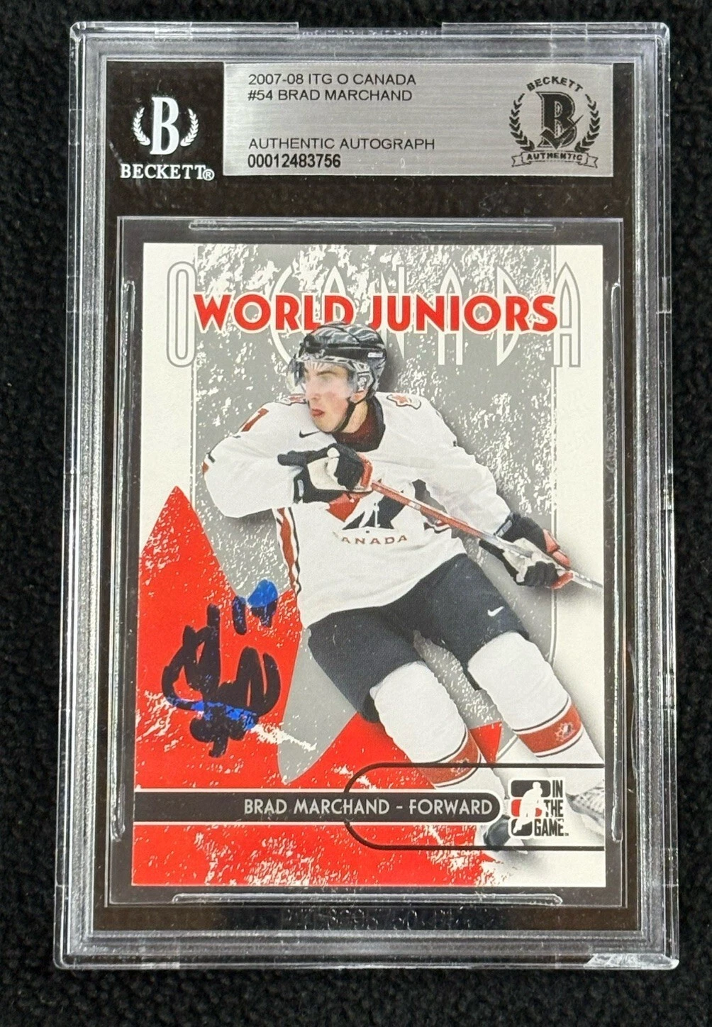 Brad Marchand Signed 2007/08 ITG O'Canada Card #54 Beckett Certified Bruins
