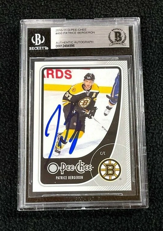 Patrice Bergeron Signed 2010/11 O-Pee-Chee Card #493 Beckett Certified
