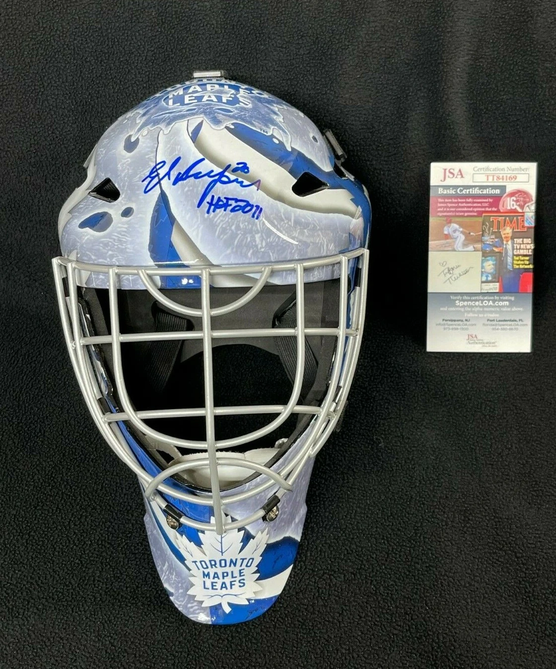 Ed Belfour Signed Inscribed Toronto Maple Leafs Full Size Goalie Mask JSA COA
