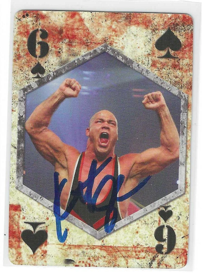 Kurt Angle Signed TNA Wrestling Six (6) Of Spades Playing Card
