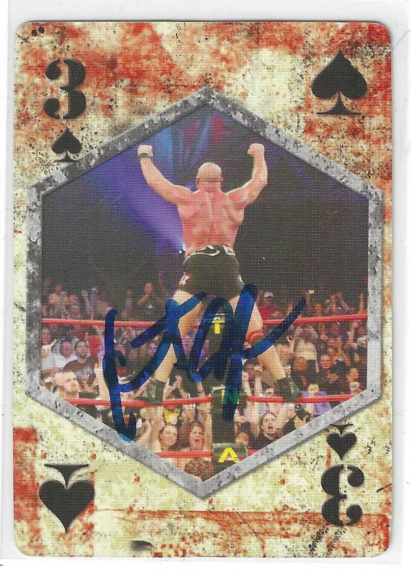 Kurt Angle Signed TNA Wrestling Three (3)) Of Spades Playing Card
