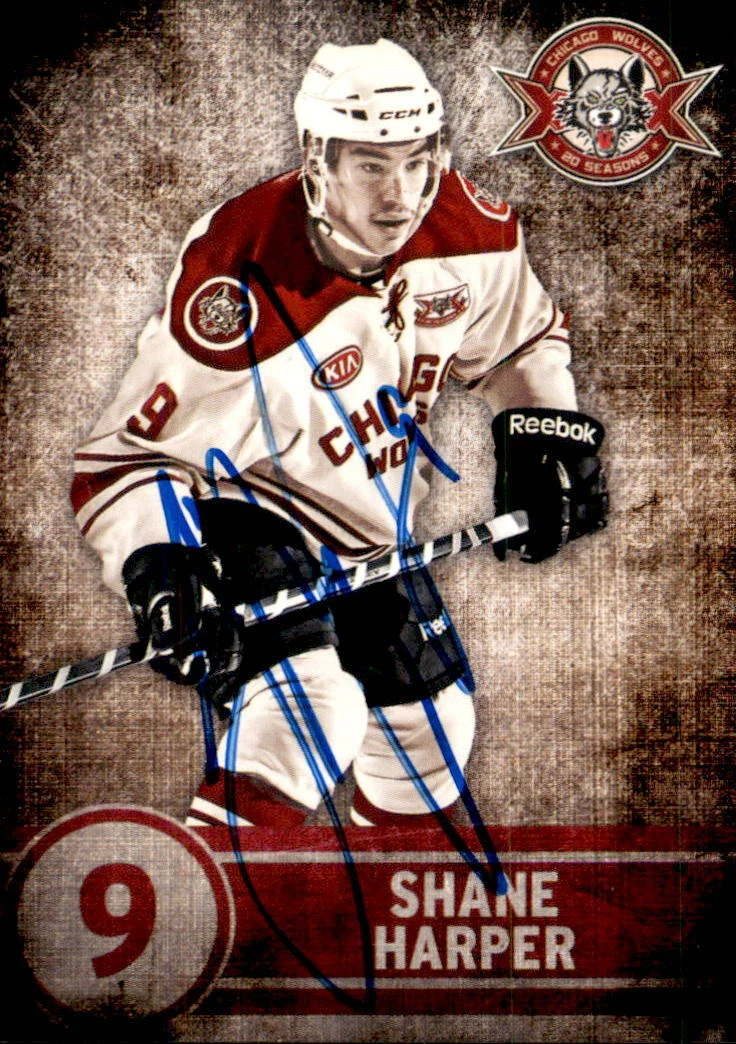 Shane Harper Signed Chicago Wolves Team Issued Card
