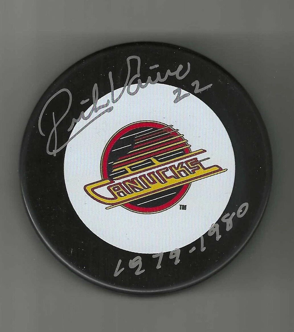 Rick Vaive Signed & Inscribed Vancouver Canucks Puck
