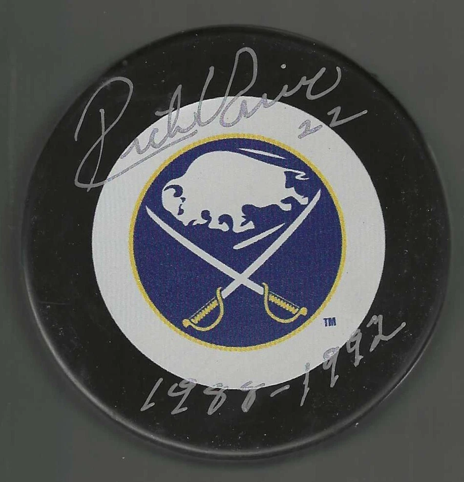 Rick Vaive Signed & Inscribed Buffalo Sabres Puck
