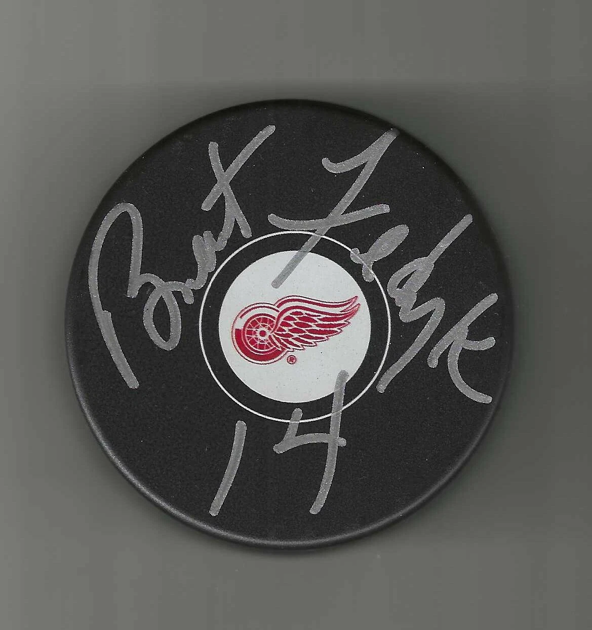 Brent Fedyk Signed Detroit Red Wings Puck

