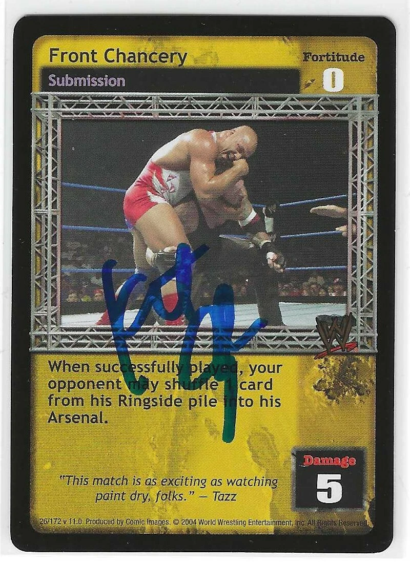 Kurt Angle Signed 2004 WWE Raw Deal Game Card
