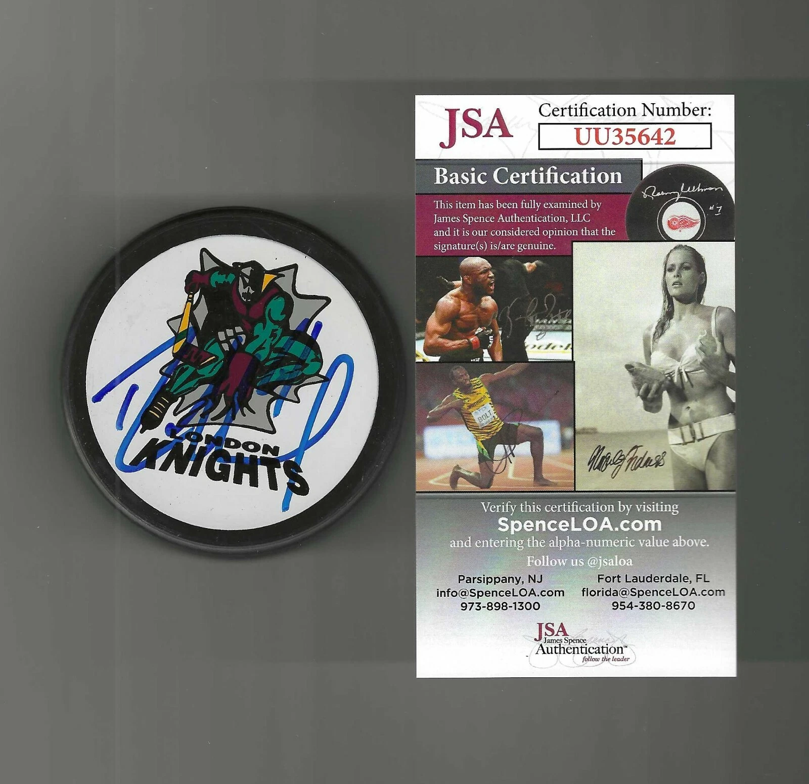 Rick Nash Signed London Knights Puck JSA COA Columbus Blue Jackets

