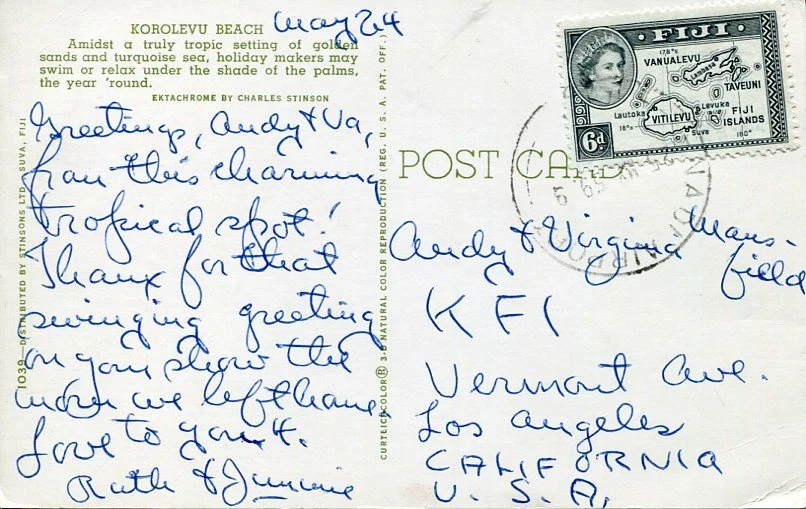 Jimmie Dodd The Mickey Mouse Club Disney Host Signed Autograph Post Card JSA
