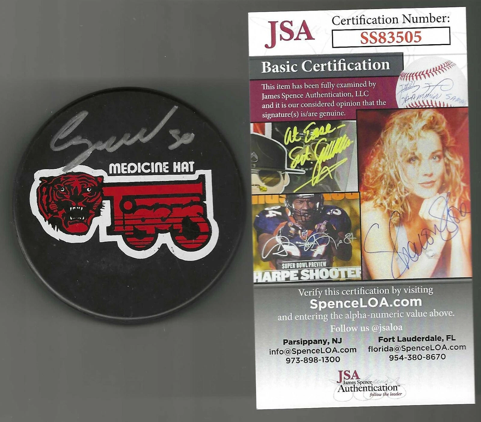 Chris Osgood Signed Medecine Hat Tigers Souvenir Puck Silver Red Wings JSA
