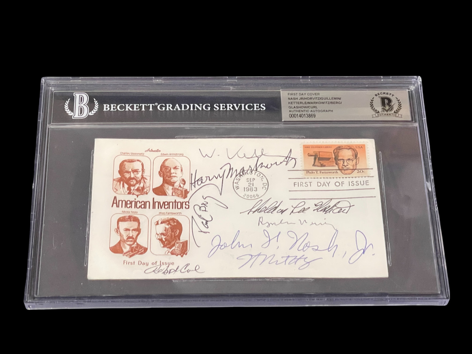 John Nash Jr Roger Guillemin Berg 8 Nobel Prize Winners Signed Autograph FDC BAS
