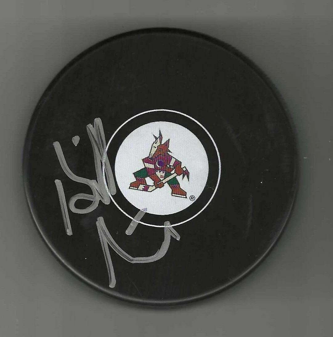 Bill Armstrong Signed Arizona Coyotes Kachina Logo Puck Phoenix

