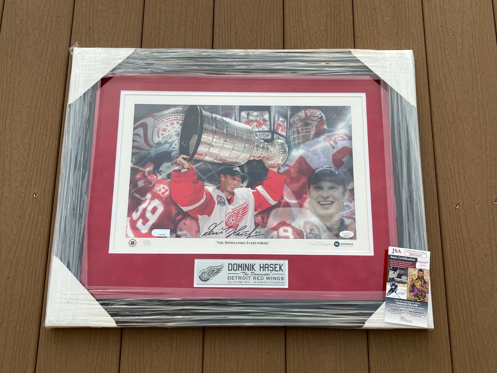 Dominik Hasek Signed Framed Detroit Red Wings 2002 Stanley Cup Litho JSA COA
