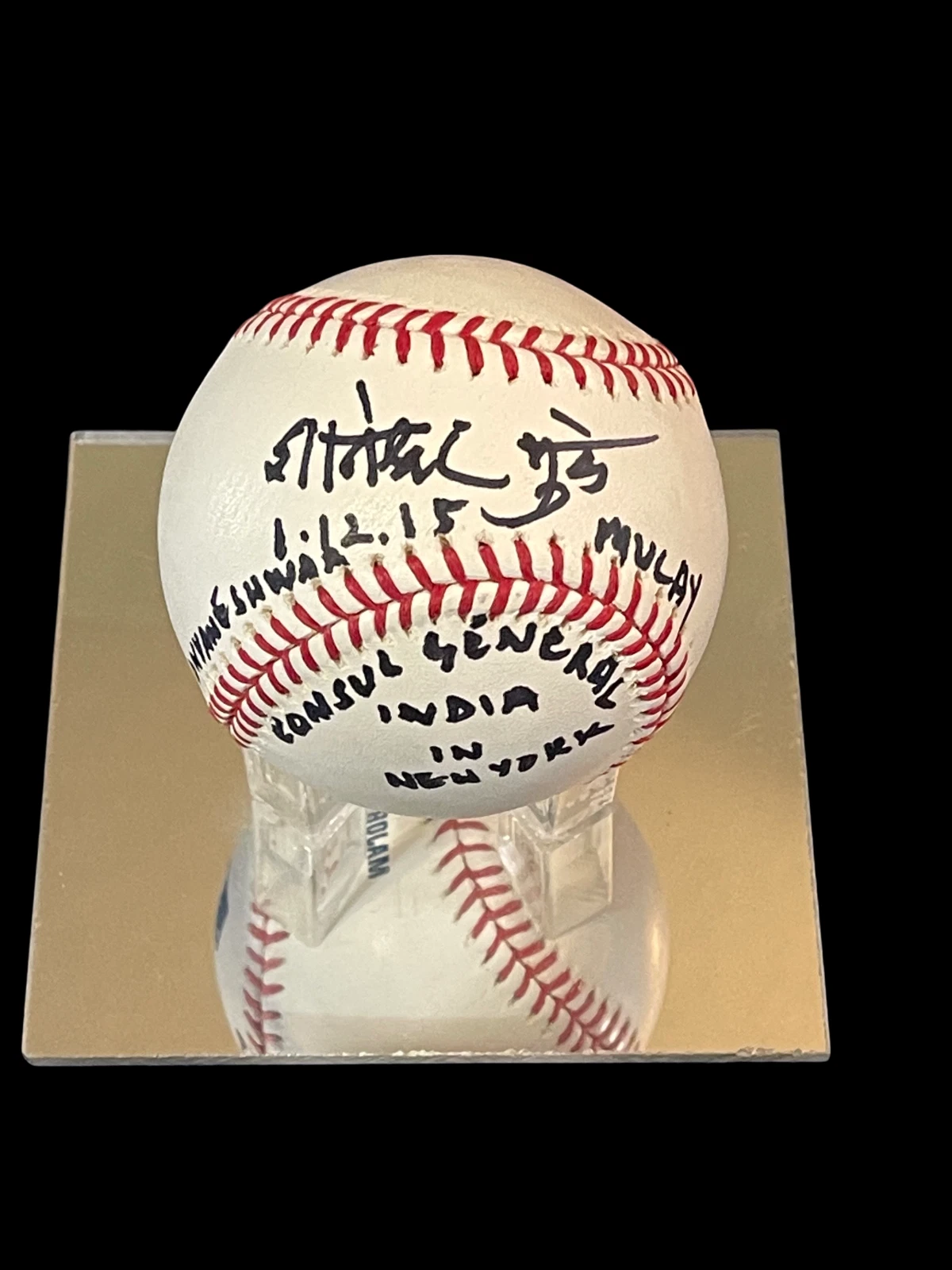 Dnyaneshwar Mulay Consul General India Ambassador Rare Signed Autograph Baseball
