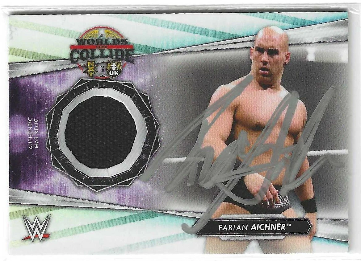 Fabian Aichner Signed 2021 Topps NXT Worlds Collide Event-Used Mat Card MR-FA
