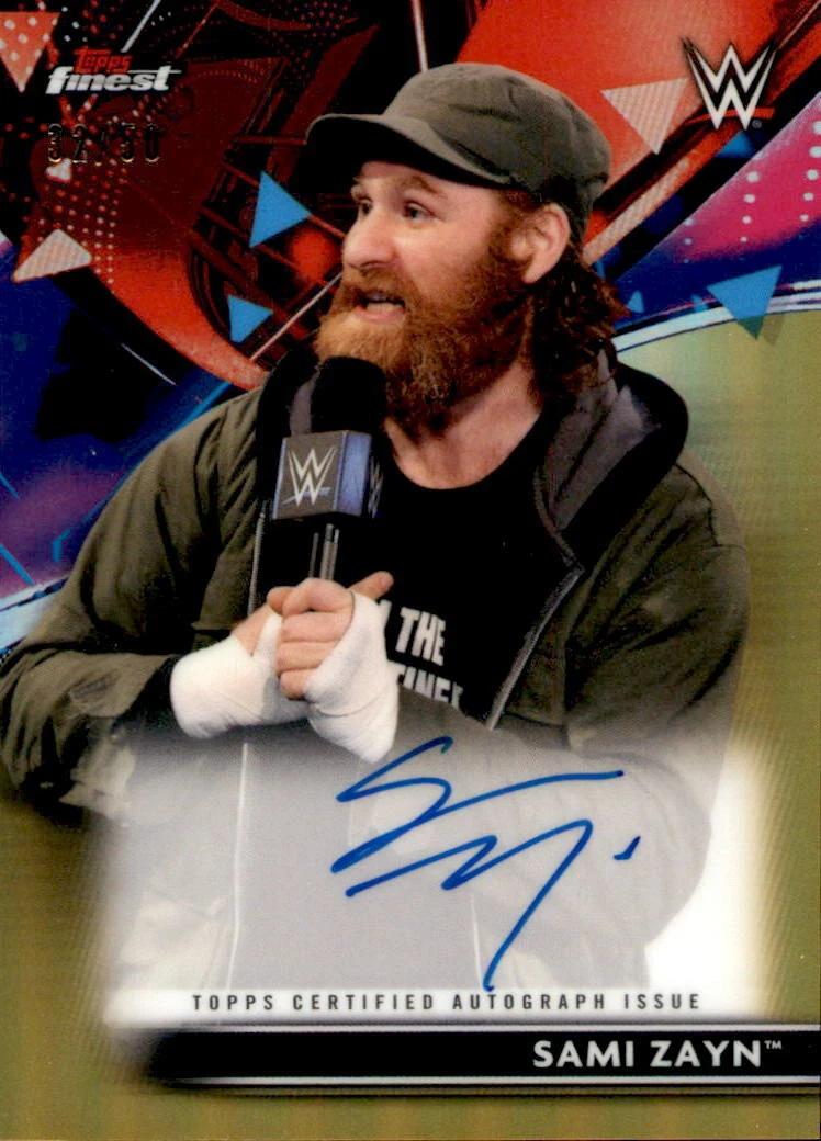 Sami Zayn 2021 Topps WWE Finest Autograph Gold Card RA-SZ 32/50
