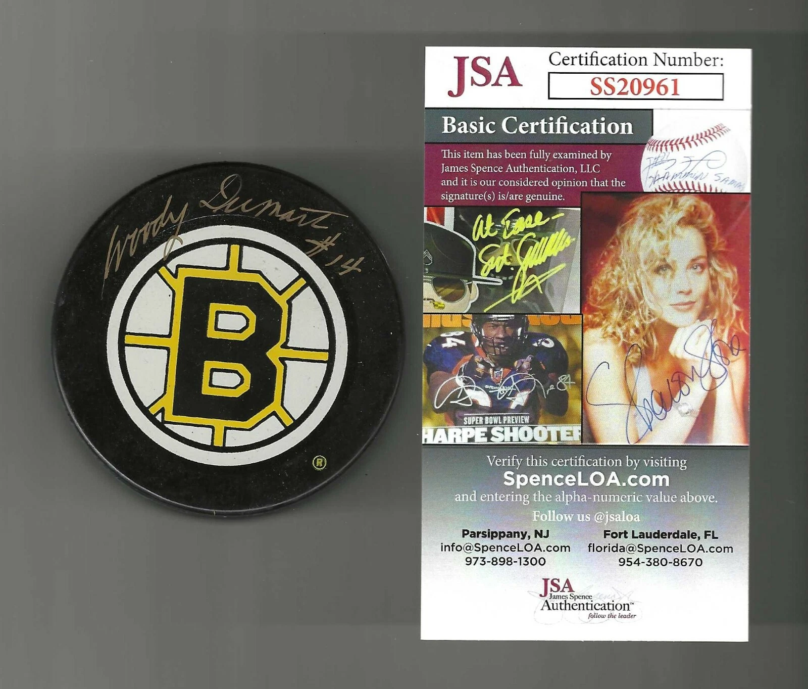 Woody Dumart Signed Boston Bruins Game Puck JSA COA
