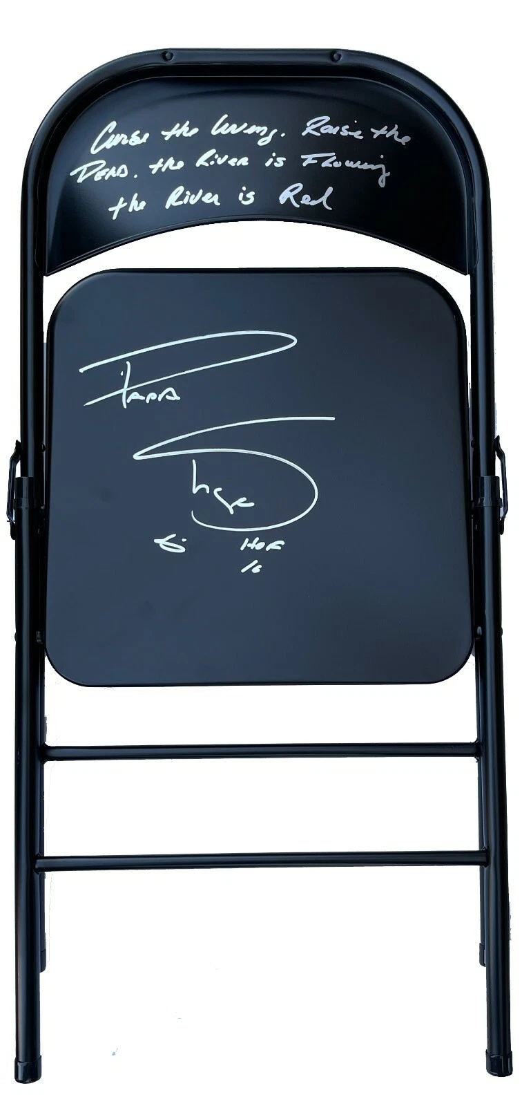 Papa Shango Signed & Inscibed Steel Chair WWF WWE JSA COA
