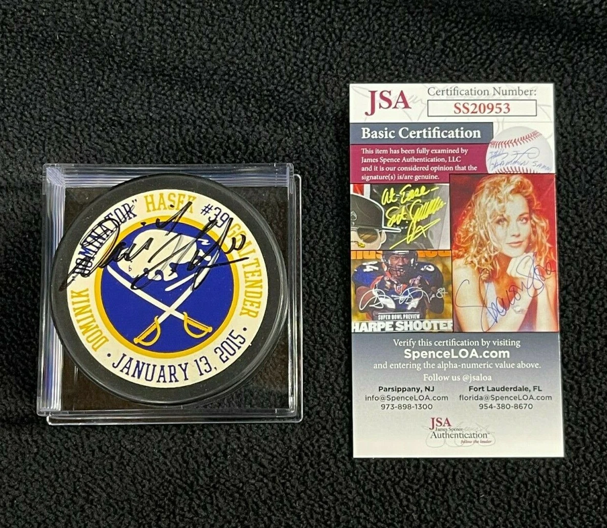 Dominik Hasek Signed Buffalo Sabres Retirement Ceremony Puck JSA COA
