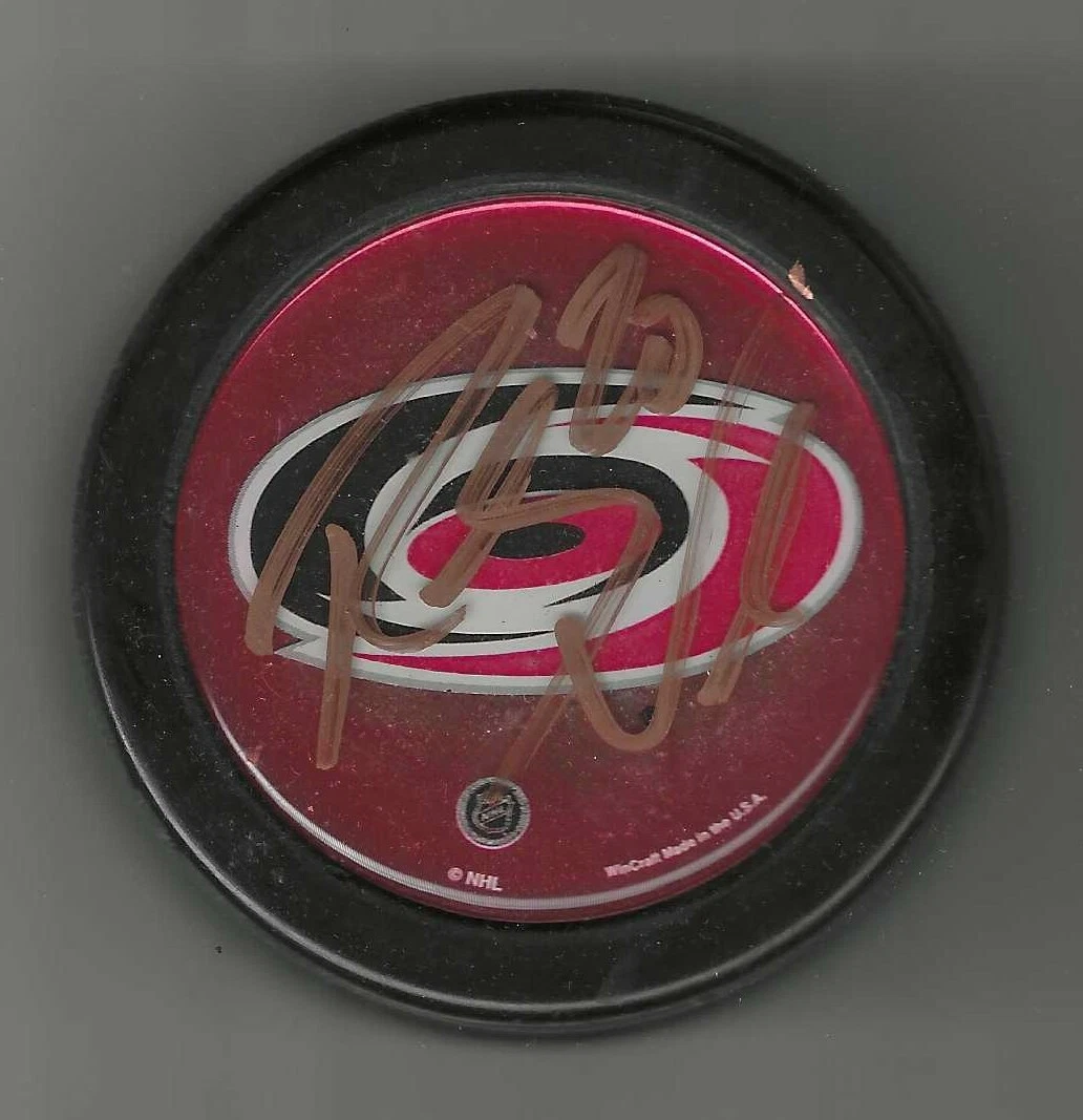 Riley Nash Signed Carolina Hurricanes Souvenir Puck

