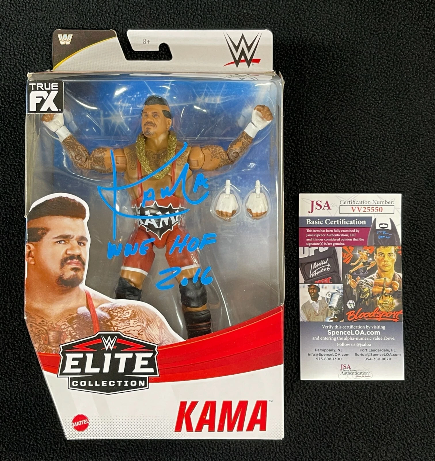 Kama Signed & Inscribed WWE Elite Action Figure JSA COA
