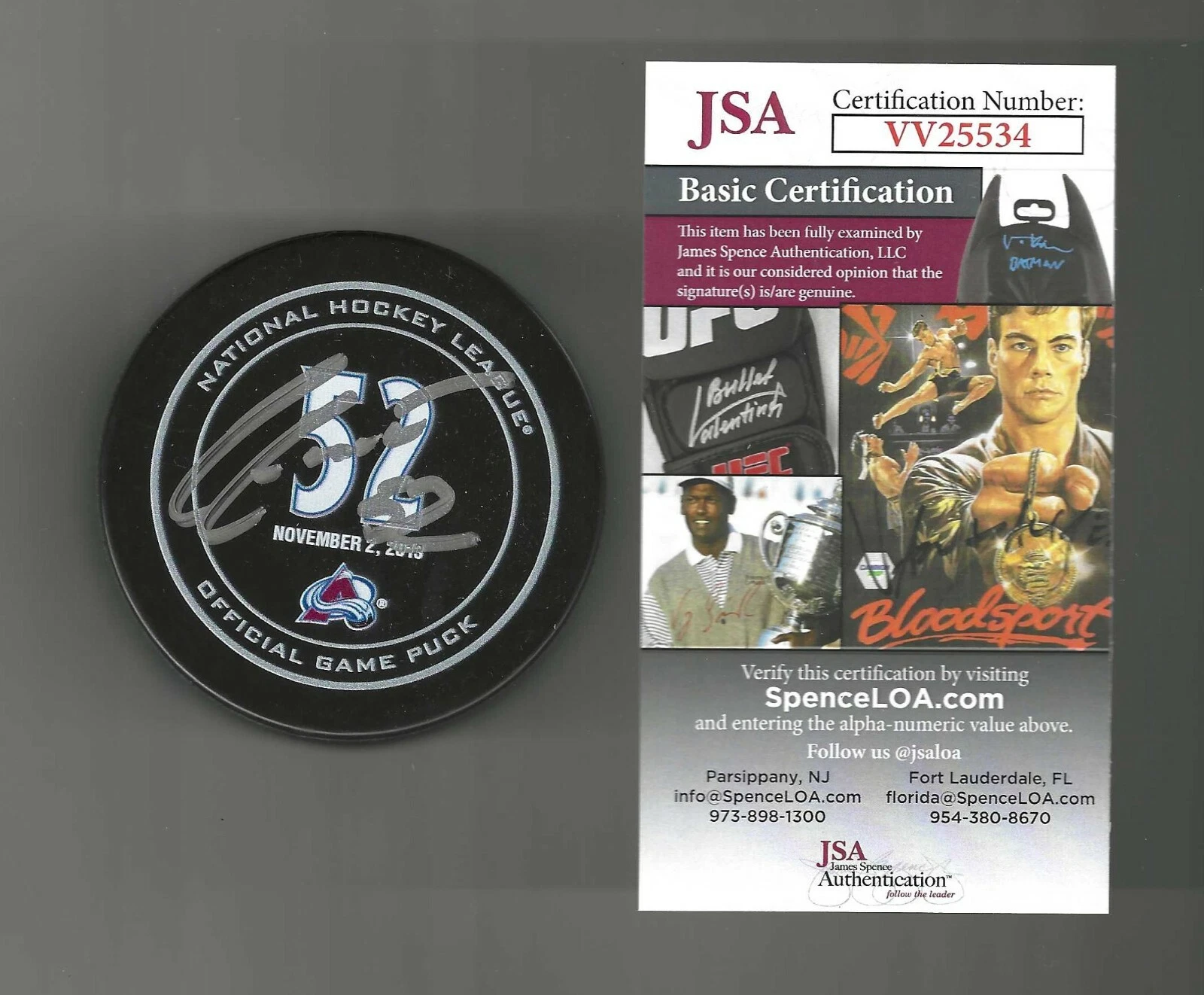 Adam Foote Signed Colorado Avalanche #52 Jersey Retirement Game Puck JSA COA
