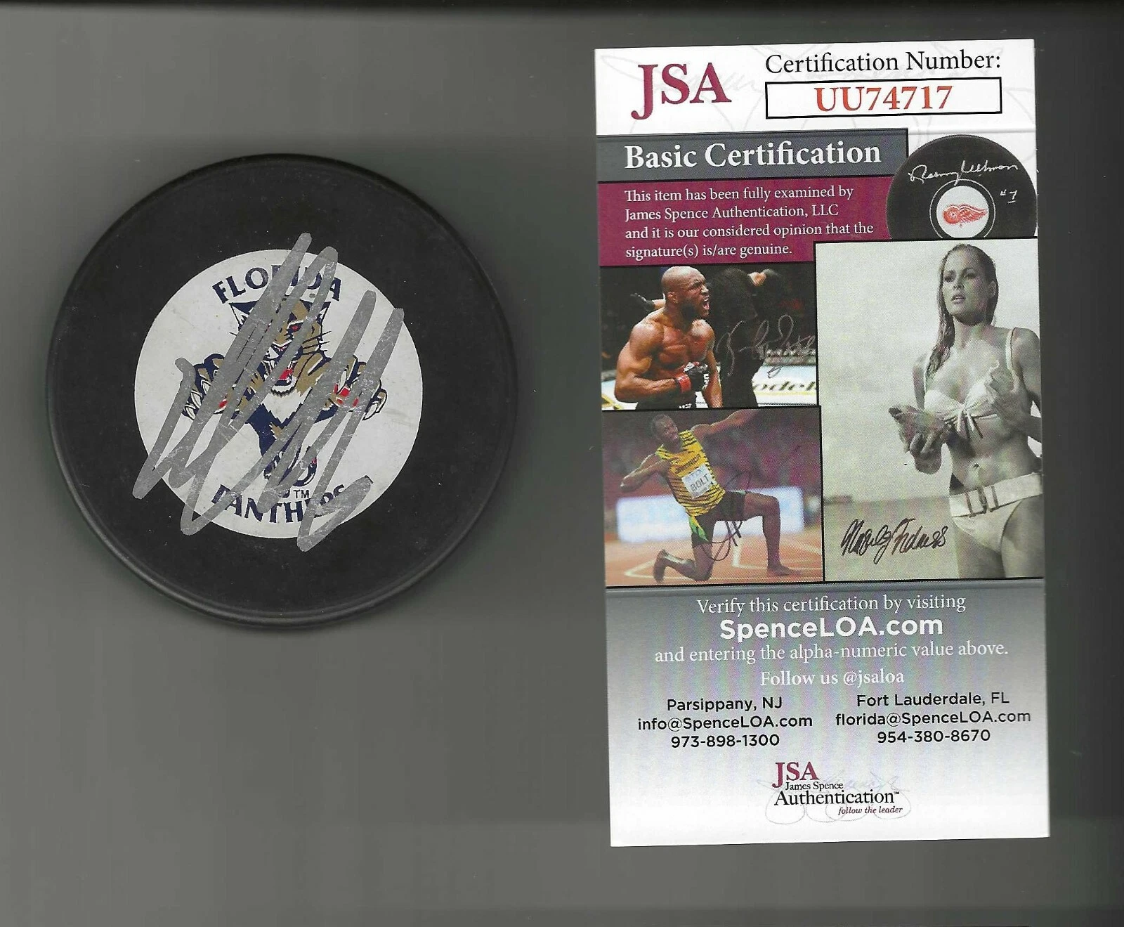 Aleksander Barkov Signed Florida Panthers Trench Puck JSA COA
