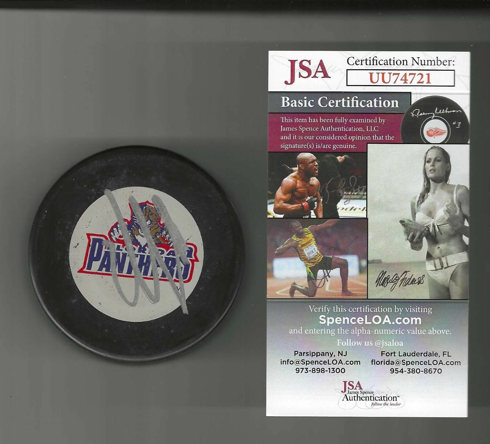 Aleksander Barkov Signed Florida Panthers Vintage Puck JSA COA

