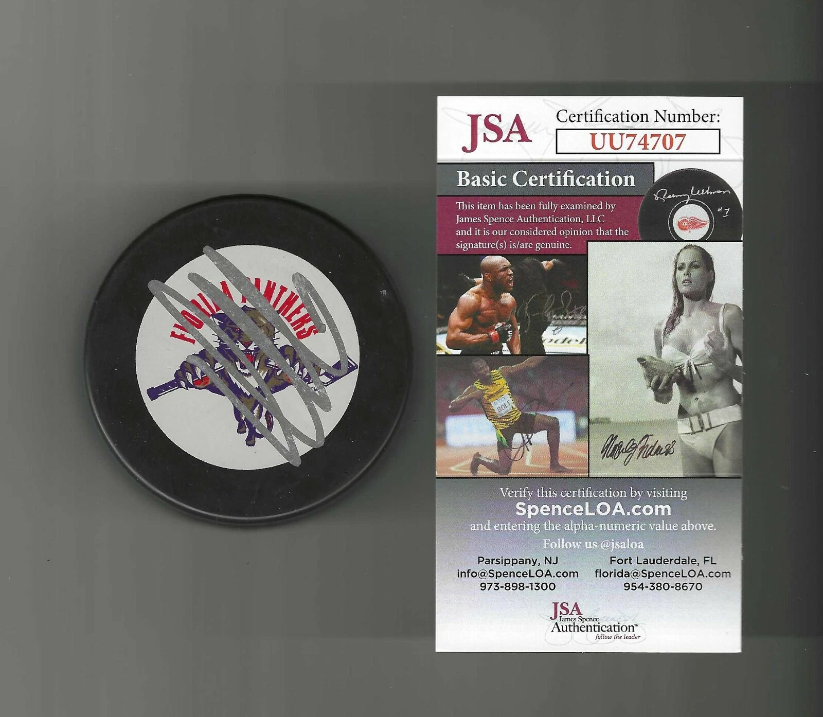 Aleksander Barkov Signed Florida Panthers In Glas Co Puck JSA COA
