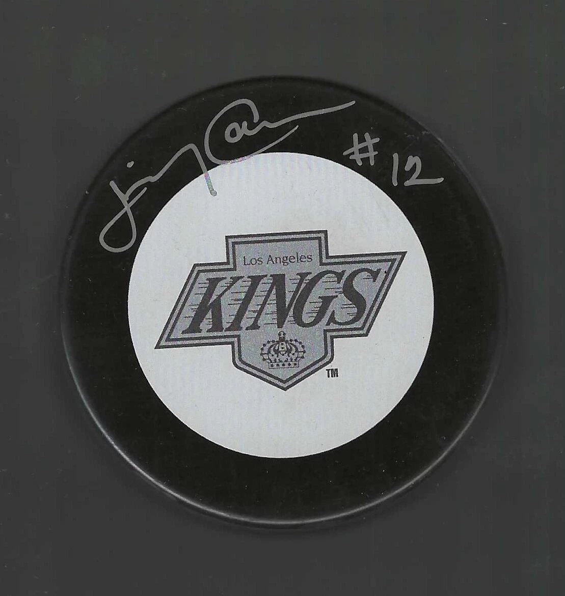 Jimmy Carson Signed Los Angeles Kings Silver Logo Puck LA
