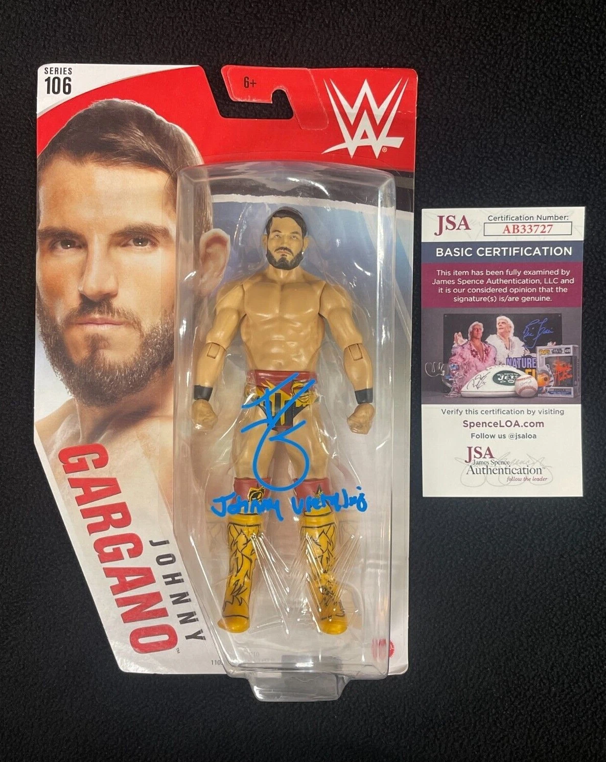 Johnny Gargano Signed & Inscribed WWE Series 106 Action Figure JSA COA NXT
