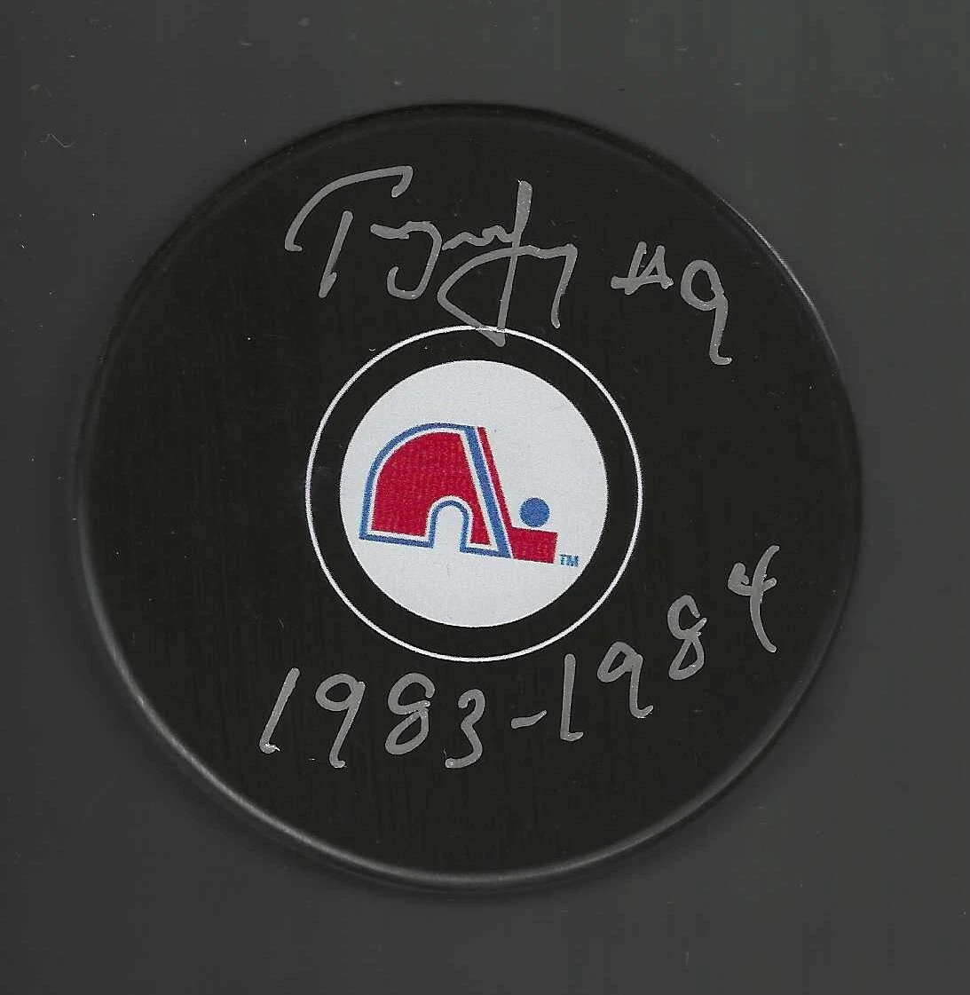 Tony McKegney Signed & Inscribed 1st Stint Years Quebec Nordiques Puck
