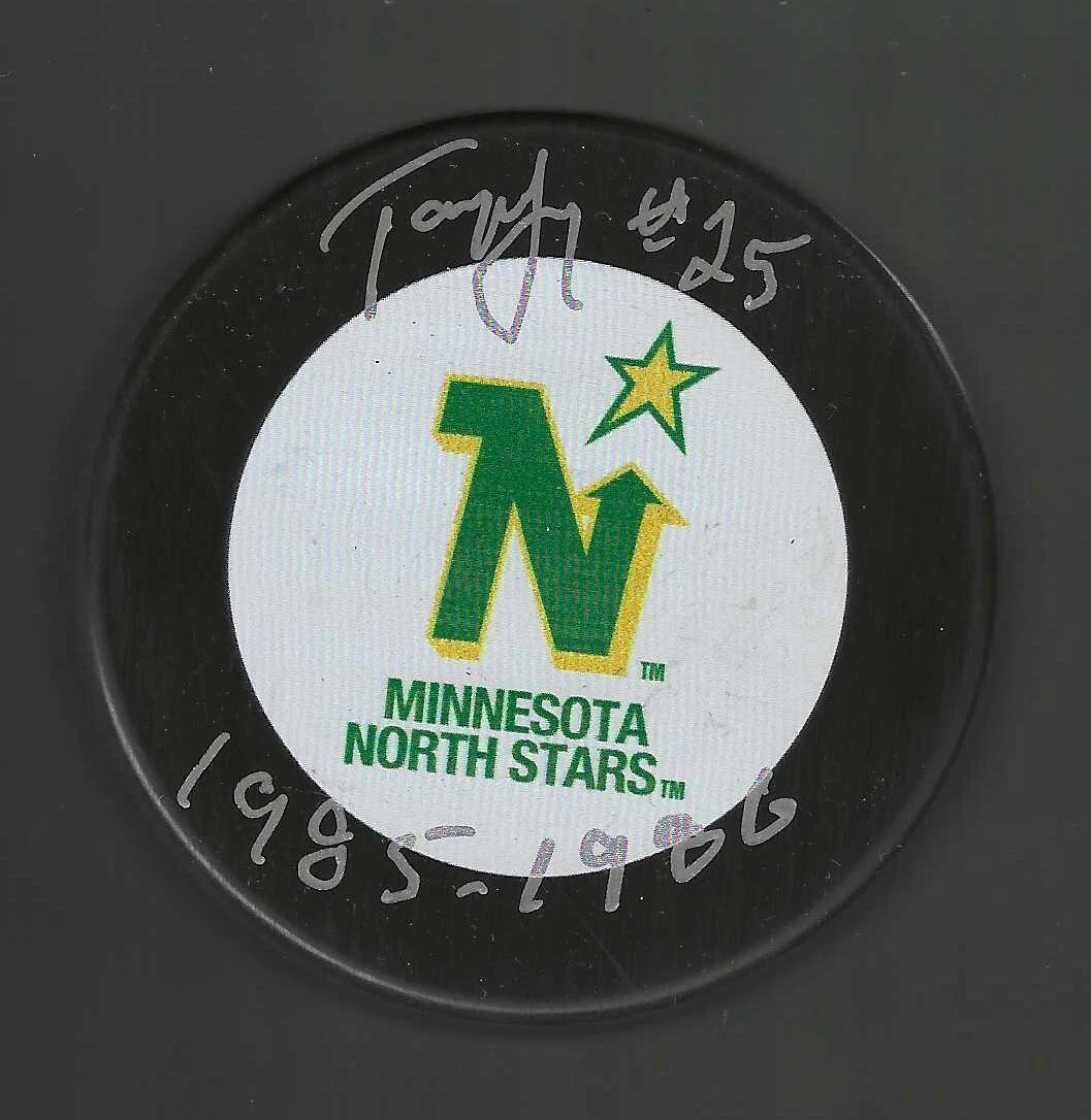 Tony McKegney Signed & Inscribed Minnesota North Stars Puck
