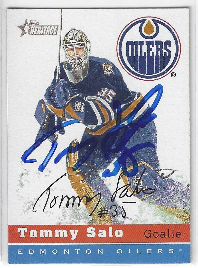 Tommy Salo Signed 2000/01 Topps Heritage Card #66 Edmonton Oilers
