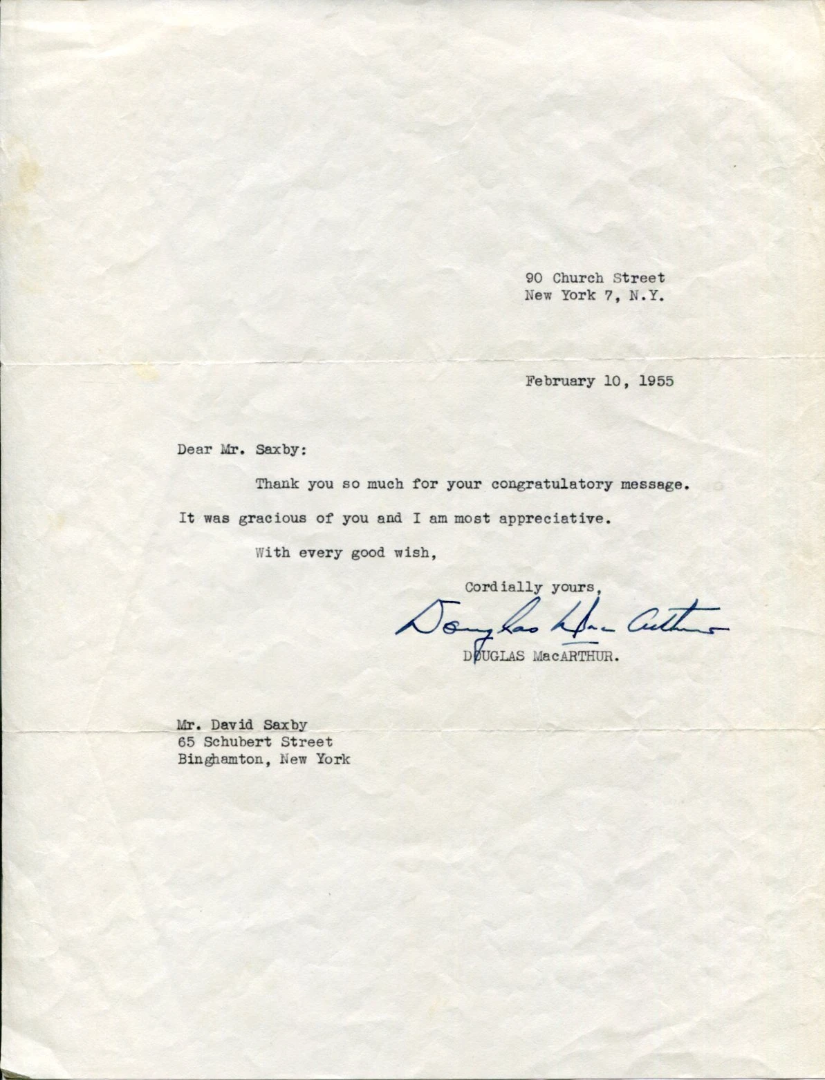 General Douglas MacArthur WWII War Medal Of Honor Army Signed Autograph Letter
