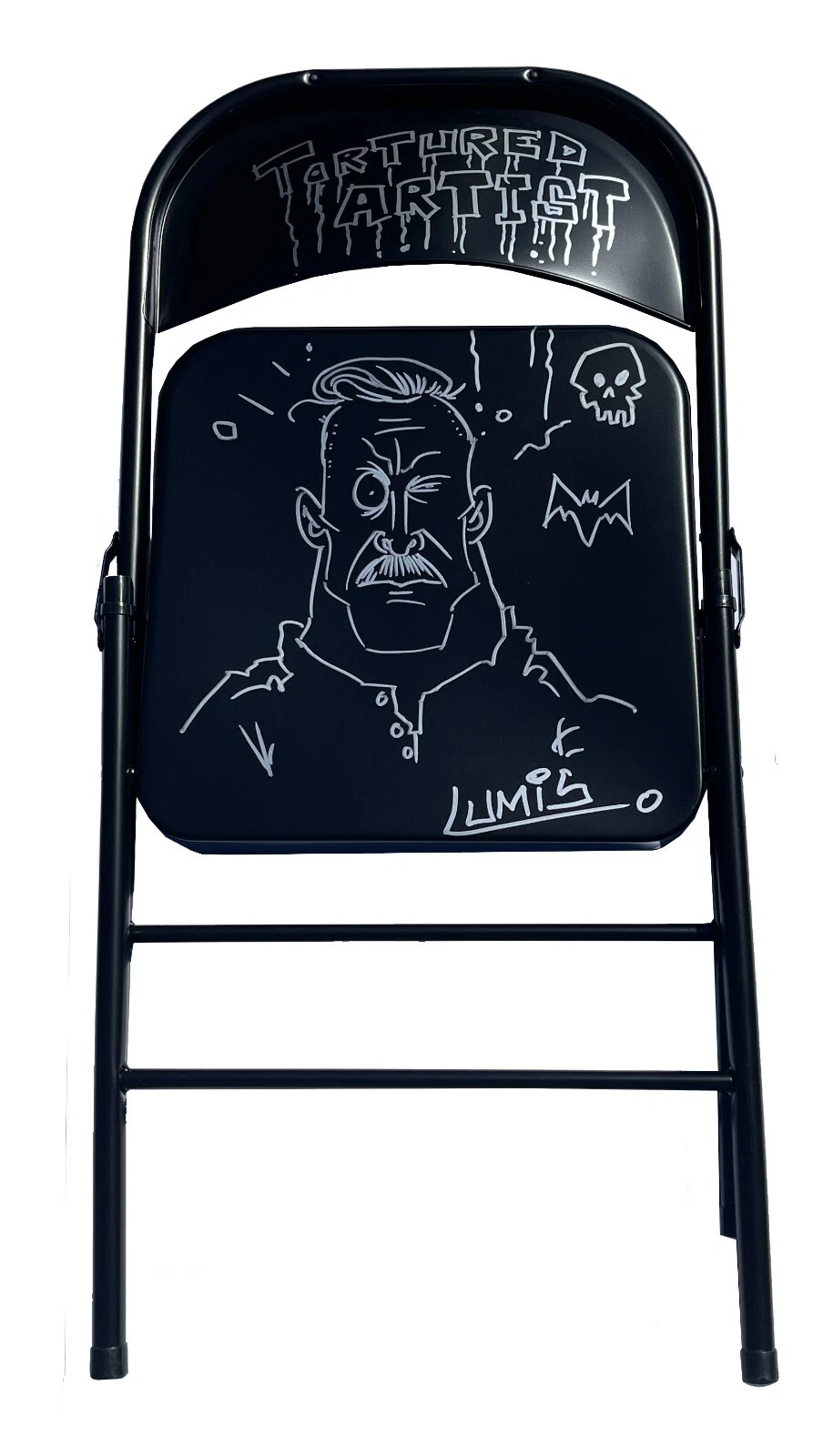 Dexter Lumis Signed Inscribed & Illustrated Steel Chair WWE NXT Sam Shaw JSA COA
