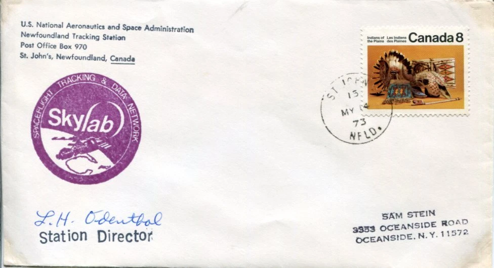 Larry Odenthal Director NASA Newfoundland Station Skylab Signed Autograph Cover
