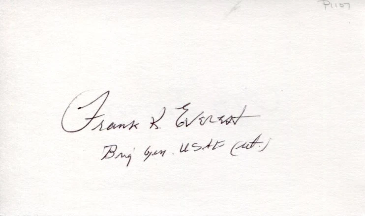 General Frank Pete Everest X-2 Test Pilot Twice Signed Autograph
