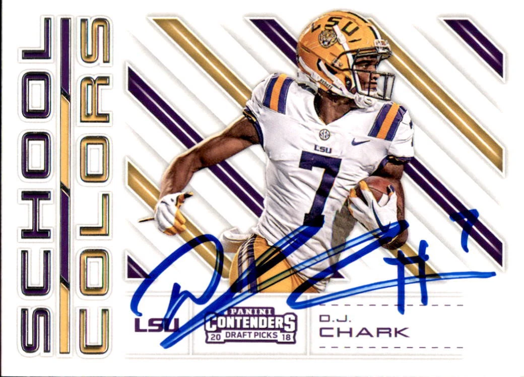 D.J. Chark Signed 2018 Panini Draft Picks Card #17 Detroit Lions LSU Tigers DJ
