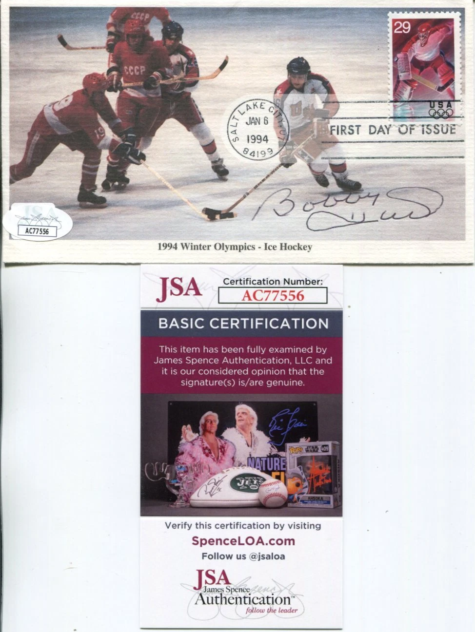 Bobby Hull Chicago Black Hawks Winnipeg Jets HOF Signed Autograph FDC JSA
