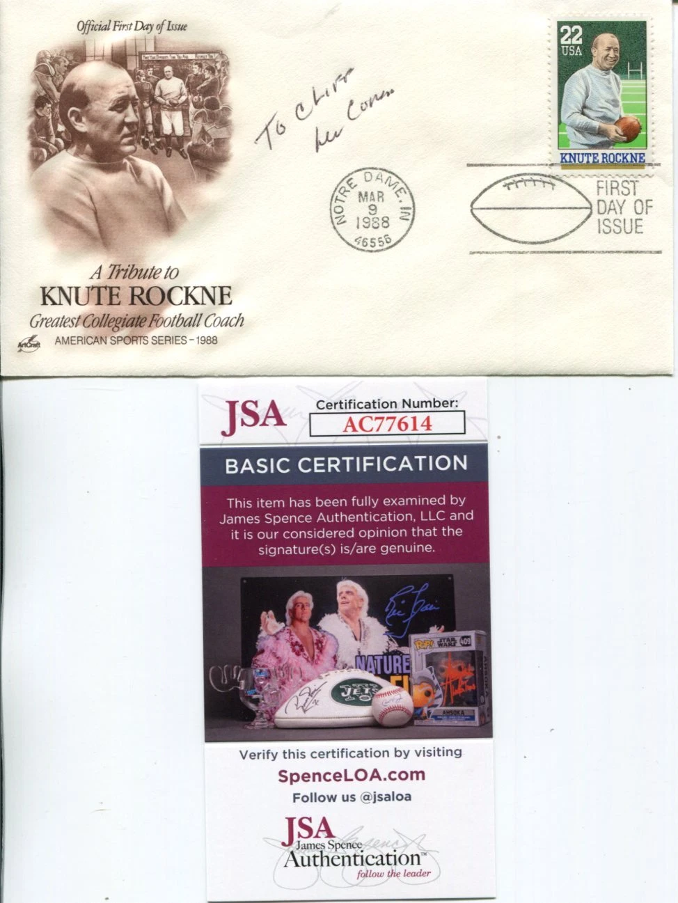 Lee Corso Florida State Navy Indiana Louisville ESPN Signed Autograph FDC JSA

