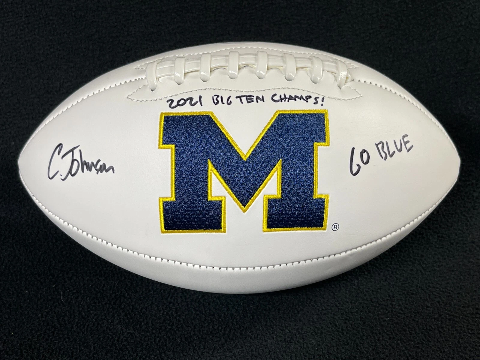 Cornelius Johnson Signed 2021 Big 10 Champs Michigan Wolverines Football JSA COA
