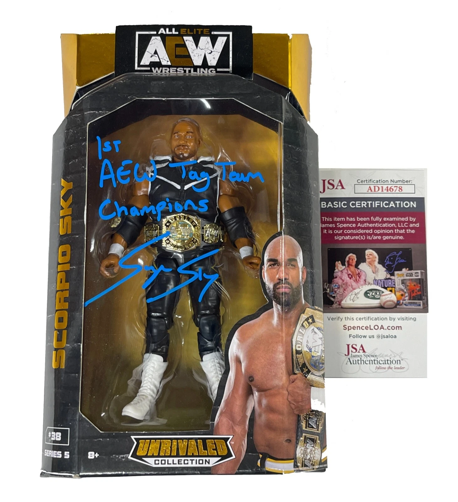 Scorpio Sky Signed AEW Series 5 Action Figure #38 JSA COA WWE
