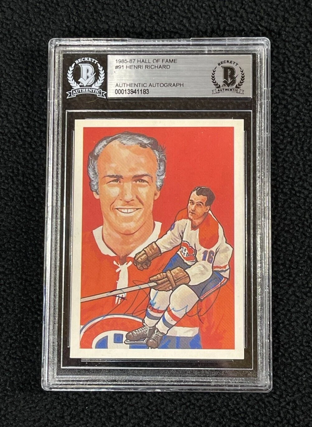 Henri Richard Signed Montreal Canadiens Hall Of Fame Card #91 Beckett Certified
