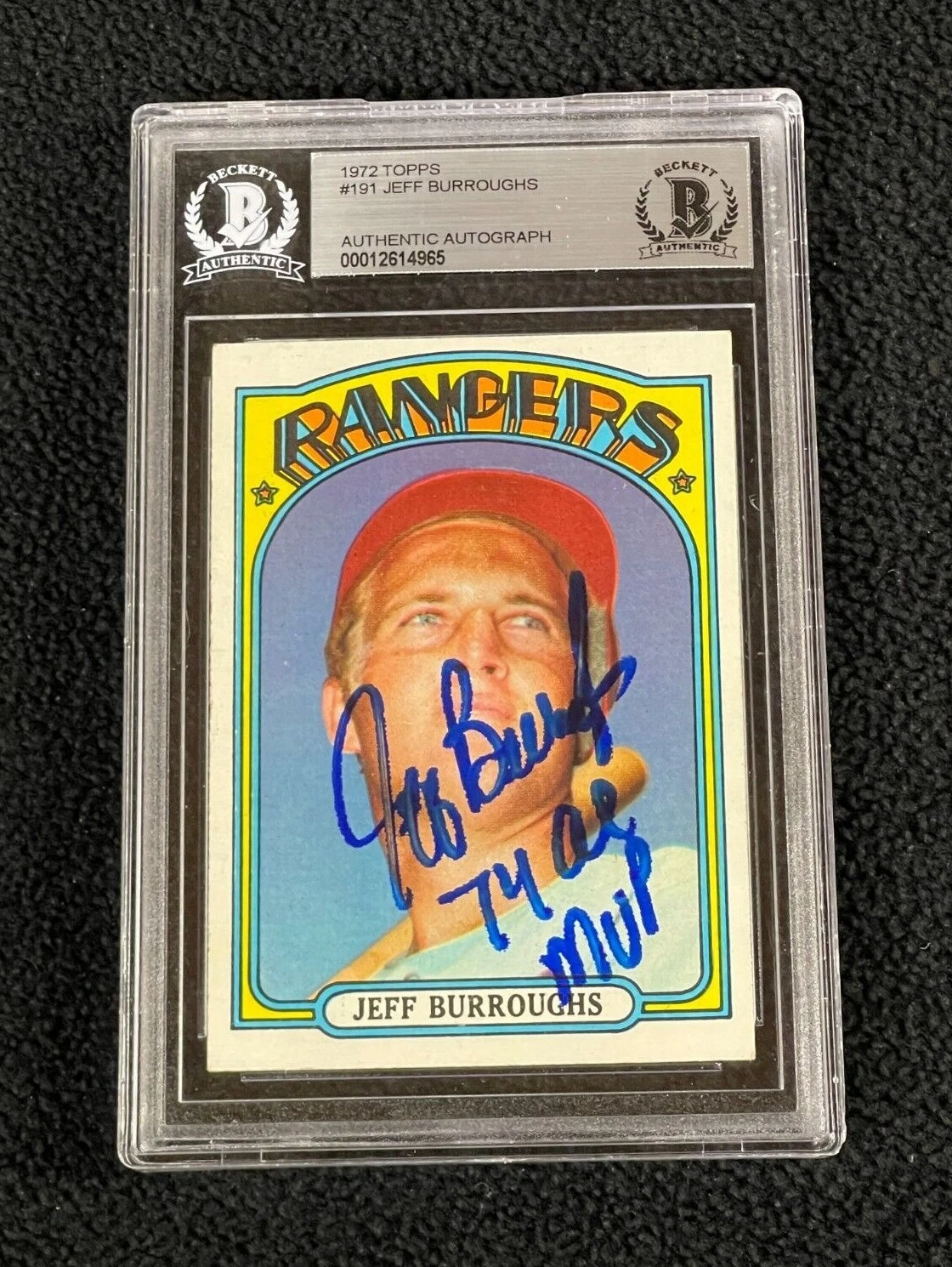 Jeff Burroughs Signed Texas Rangers 1972 Topps Card #191 Beckett Certified
