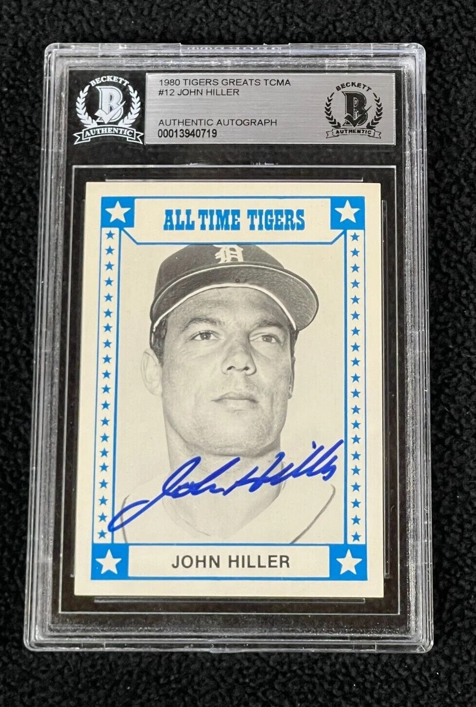 John Hiller Signed 1980 Detroit Tigers Greats TCMA Card #12 Beckett Certified
